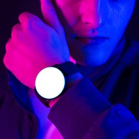 Man wearing smartwatch mockup psd wearable technology
