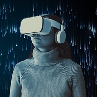 Woman experiencing VR simulation entertainment technology