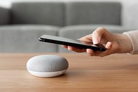 Google Nest mini smart speaker. SEPTEMBER 17, 2020 - BANGKOK, THAILAND