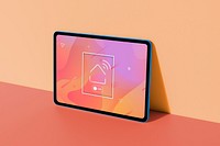 Colorful digital tablet screen mockup psd lean on the wall