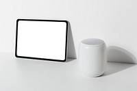 Digital tablet by the smart speaker