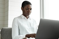 African American woman using a laptop