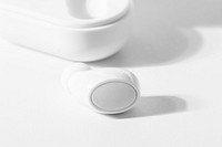 White wireless earbuds mockup psd