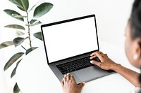 Laptop screen mockup psd on a white tablet