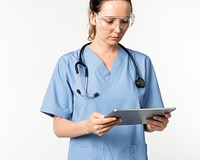 Doctor using tablet to diagnose medical technology