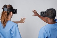 Doctors with VR simulation medical technology