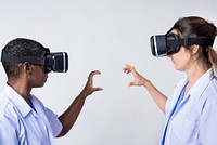 Doctors with VR simulation medical technology