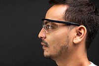 Man wearing transparent glasses portrait