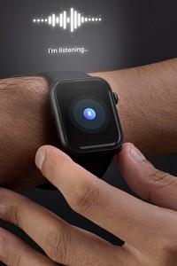 Smartwatch with hologram mockup psd innovative technology