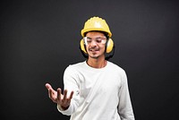 Civil engineer with safety glasses and hard hat