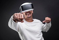 Man experiencing VR simulation entertainment technology