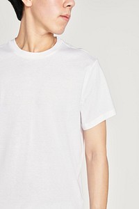 Asian man in a white t-shirt mockup