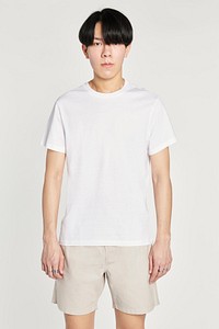 Asian man in a white t-shirt