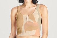 Women's beige crop tank top mockup 