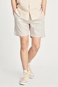 Men's minimal earth tone summer outfits mockup