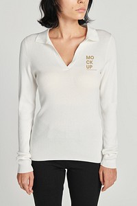 Long sleeved white top mockup. women's fashion