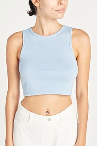 Women&#39;s light blue cropped tank top summer apparel