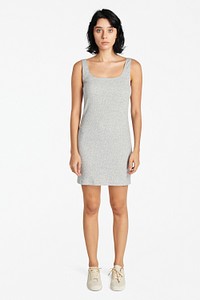 Fitted gray dress mockup bodycon style