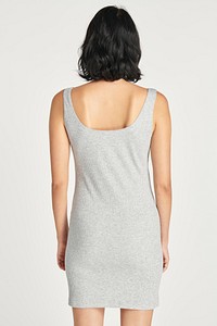 Gray fitted dress mockup rear view