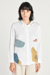 Women's white shirt mockup with a graphic pattern