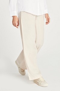 Woman's wide leg trousers mockup