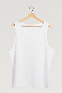 Women's white tank top on a hanger