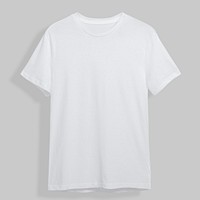 Simple white male t-shirt on a gray background 