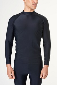 Man in a black long sleeved swimming top 