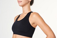 Women's black sports bra activewear mockup psd