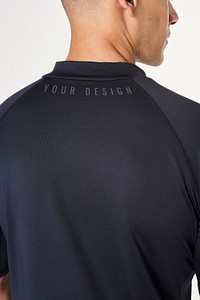 Men's black swimming top mockup rear view 