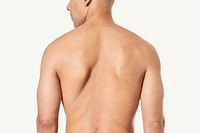 Man's naked back rear view