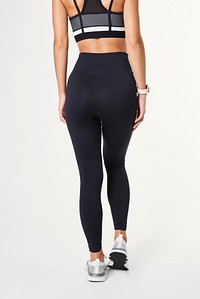 Women's black workout leggings mockup