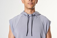 Men's sleeveless hoodie psd mockup outfit