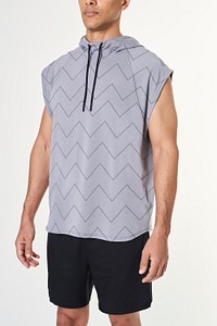 Men's gray sleeveless hoodie mockup