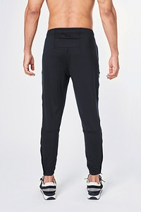 Men's black jogger pants rear view 