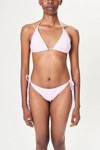 Women&#39;s triangle bikini mockup pink swimwear