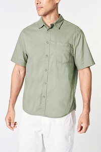 Men's green shirt mockup shortsleeved linen