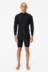 Men&#39;s long sleeved wetsuit top mockup black swimwear