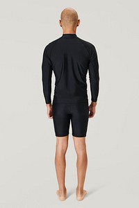 Men's black long sleeved full body swimsuit mockup