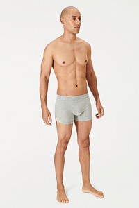 Man wearing gray boxers psd mockup