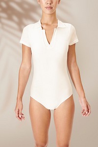 Women's white bodysuit psd mockup