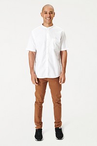 African Amercan man mockup in white t-shirt and pants