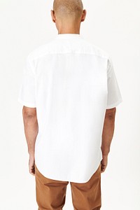 Men's white shirt mockup psd rear view