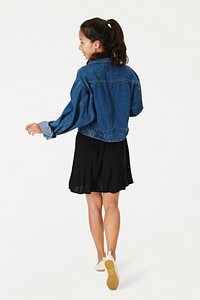 Woman in jeans jacket mockup