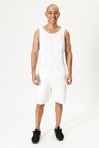 Man's white tank top mockup outfit
