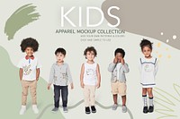 Kid&#39;s outfits psd mockup collection banner