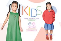 Kid&#39;s apparel mockup collection psd banner