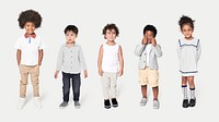 Psd preschoolers's casual outfits mockup full body