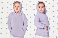 Psd girl in a purple hoodie mockup