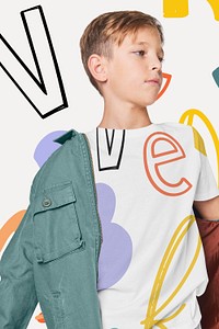 Boy's blue jacket mockup psd in studio